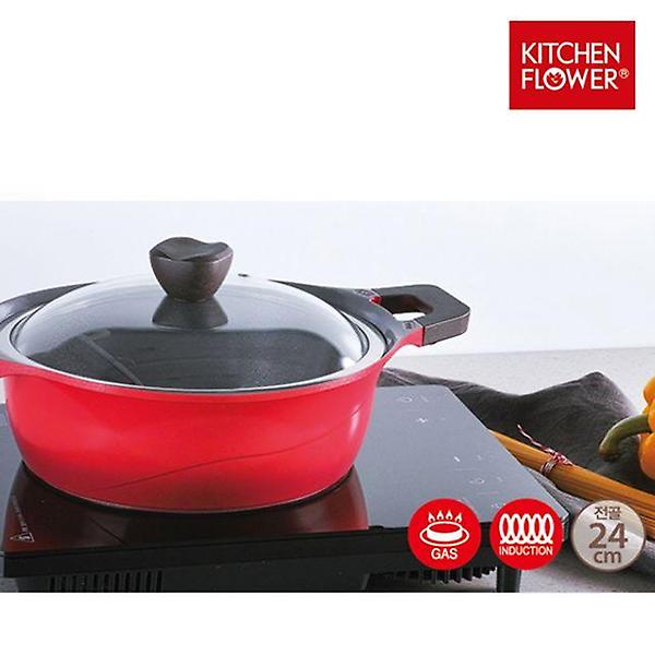  키친플라워 쿨인덕션 세라믹 냄비 전골 24CM 코팅 IH