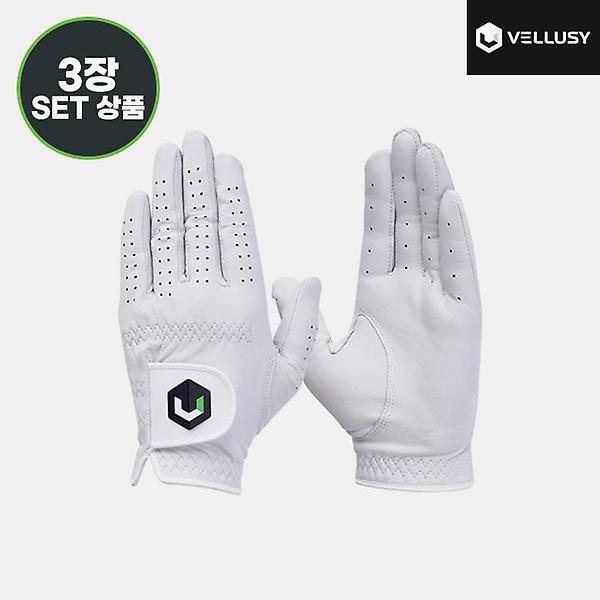  2023 벨루시 파워그립 클래식 남성(POWER GRIP CLASSIC) 양피 골프장갑[화이트][남성용/왼손착용][3장묶음]