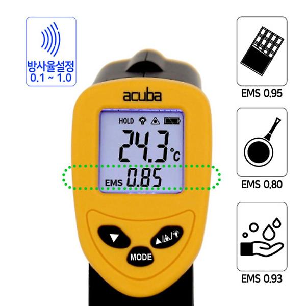  아쿠바 적외선 온도계 CS-301 초콜릿템퍼링 베이킹 튀김기름 표면온도
