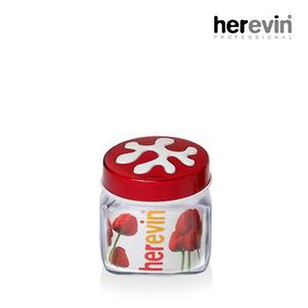  [헤르빈] 퍼즐 정사각 유리 밀폐용기 1L (레드)