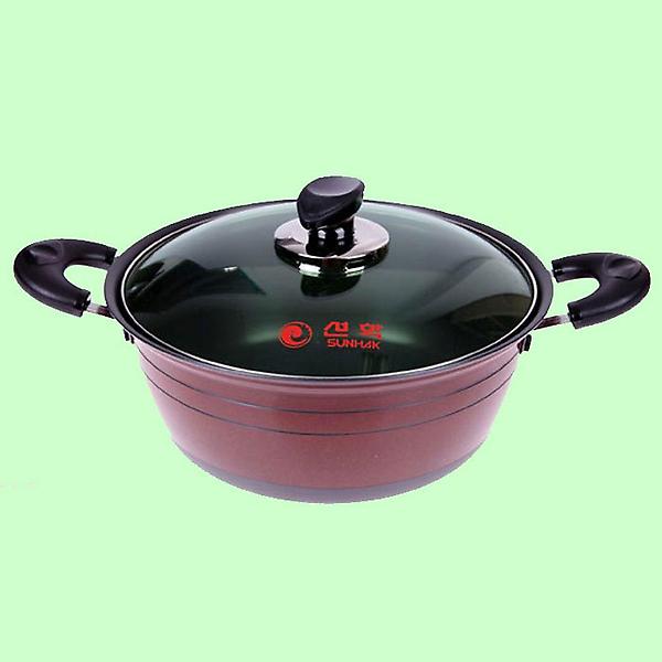  선학 넘침방지 칼라 냄비 레드 양수 24cm 긁힘방지