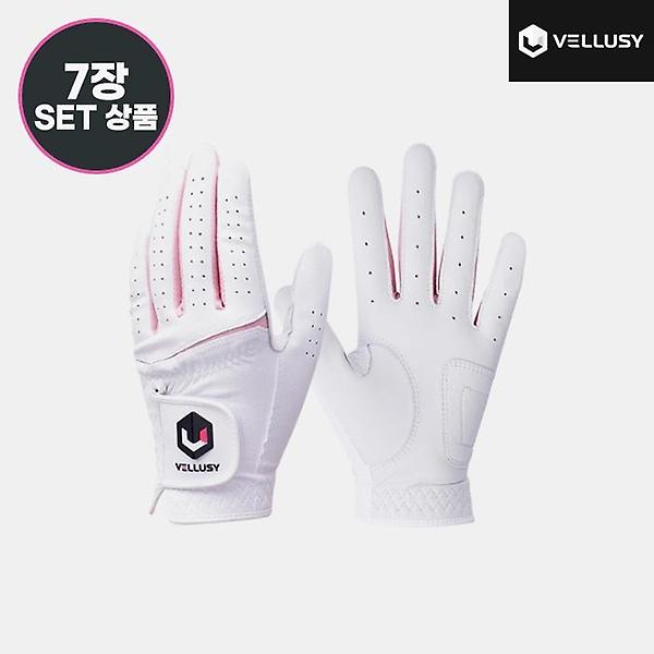  2023 벨루시 파워그립 프로 여성(POWER GRIP PRO) 반양피 골프장갑[화이트][여성용/양손착용][7장묶음]