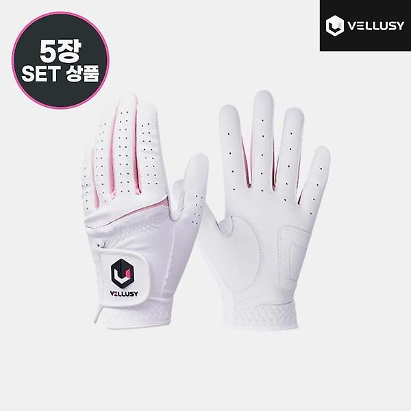  2023 벨루시 파워그립 프로 여성(POWER GRIP PRO) 반양피 골프장갑[화이트][여성용/양손착용][5장묶음]