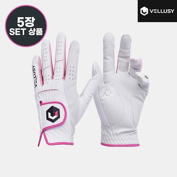  2023 벨루시 파워그립 소프트 여성(POWER GRIP SOFT) 합피 골프장갑[화이트][여성용/양손착용][5장묶음]