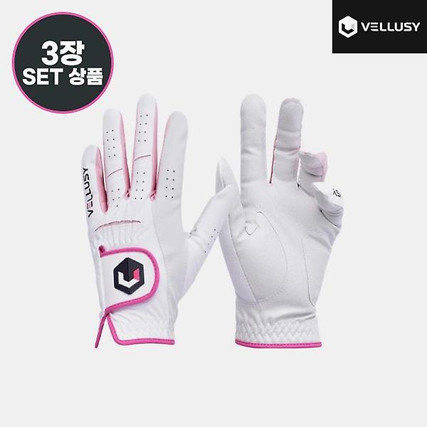  2023 벨루시 파워그립 소프트 여성(POWER GRIP SOFT) 합피 골프장갑[화이트][여성용/양손착용][3장묶음]