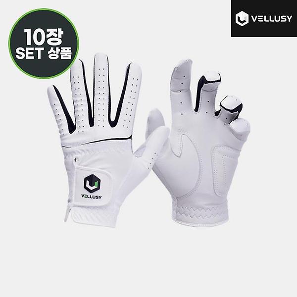  2023 벨루시 파워그립 프로 남성(POWER GRIP PRO) 반양피 골프장갑[화이트][남성용/왼손착용][10장묶음]
