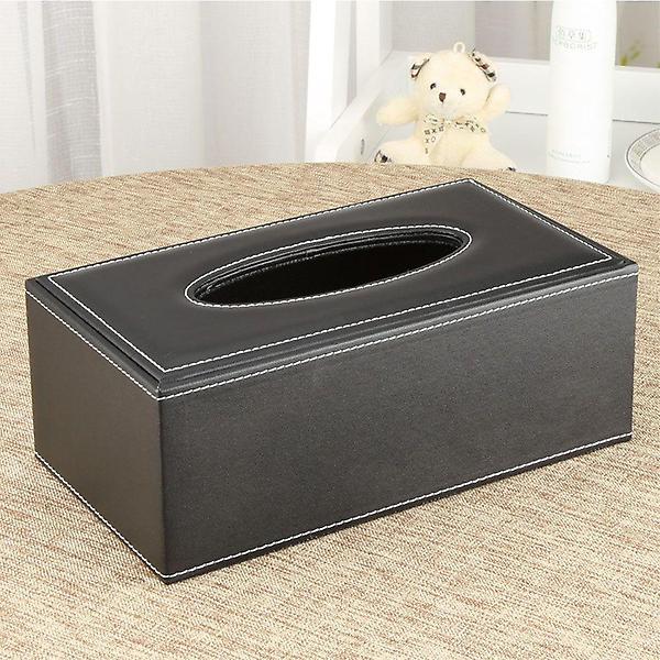  고급스러운 가죽 사각 티슈 휴지 케이스 블랙