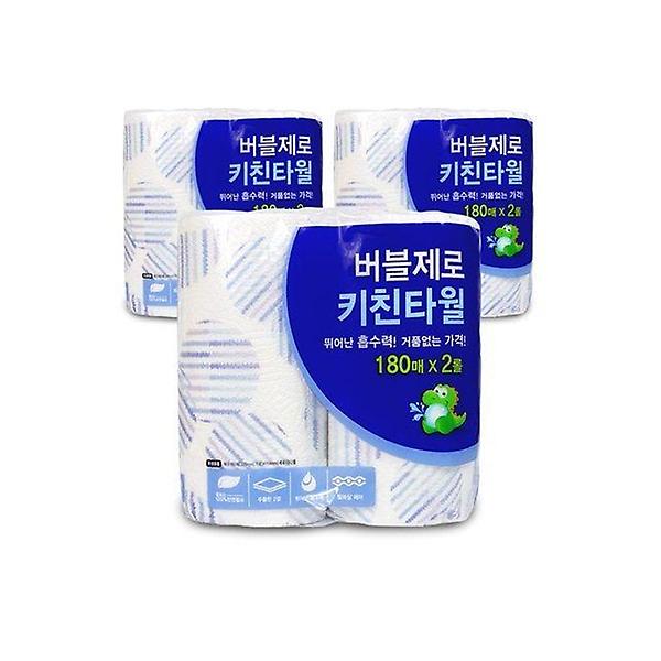  버블제로 키친타월 180매x2롤 3개