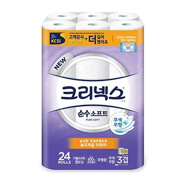  크리넥스 휴지 순수 소프트 3겹 24롤 화장지