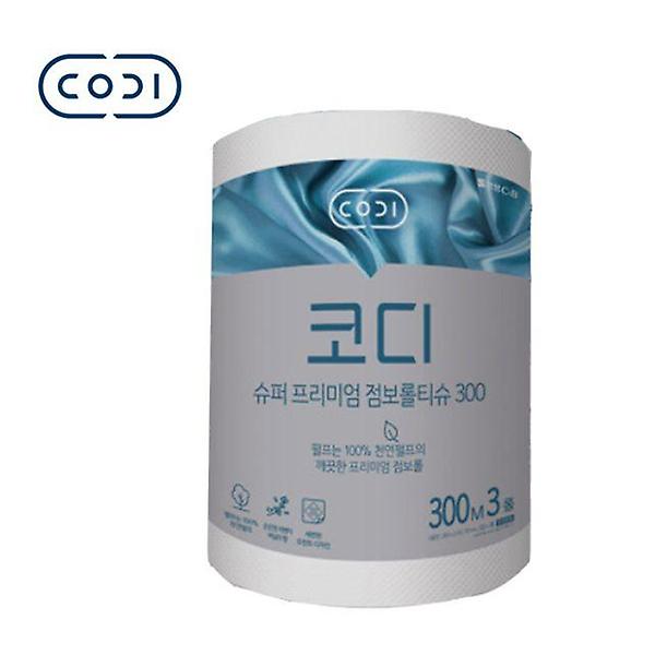  코디 점보롤 2겹 슈퍼프리미엄 식당 병원 300mx3롤
