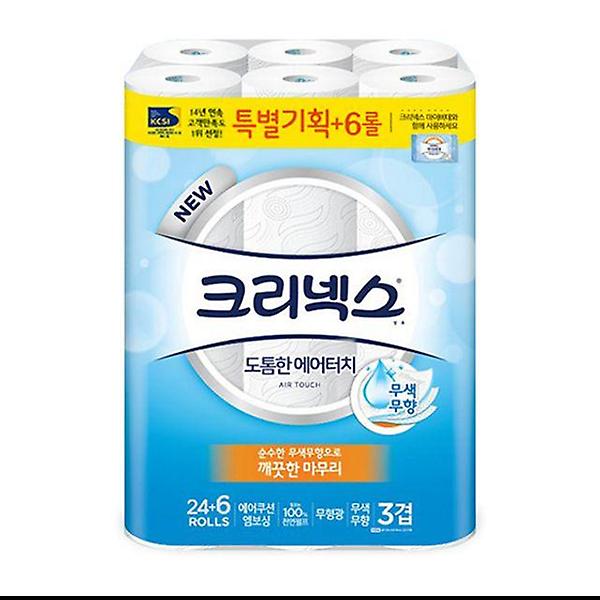  크리넥스 휴지 에어 터치 3겹 30롤 화장지