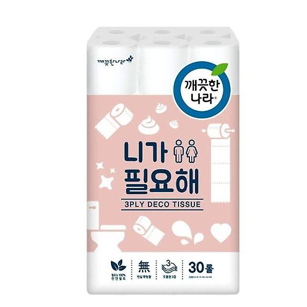  깨끗한나라 천연펄프 3겹 롤 화장지 티슈 30롤