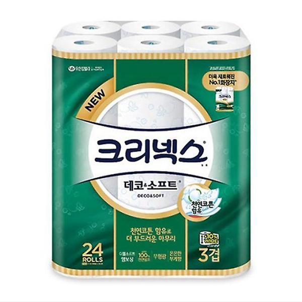  크리넥스 휴지 데코 소프트 3겹 24롤 화장지