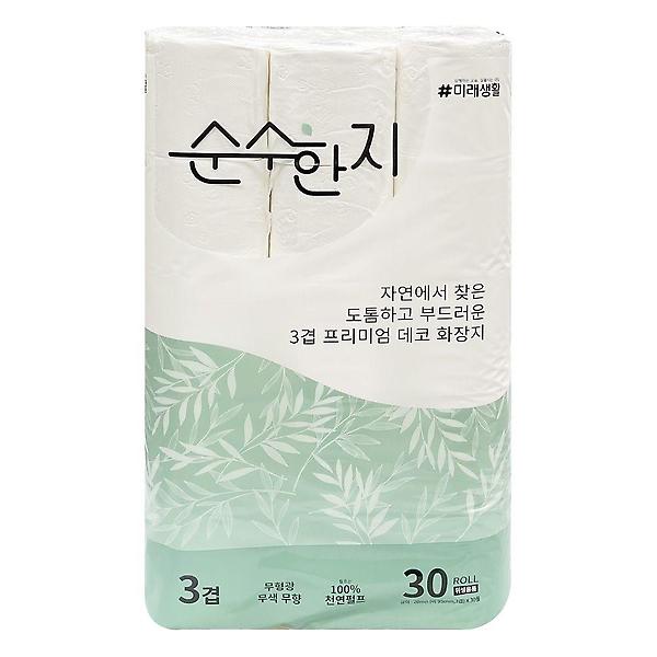  순수한지 3겹 30롤 프리미엄 데코 화장지 1개