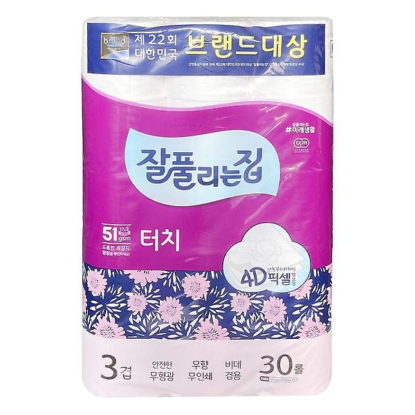  잘풀리는집 도톰한 3겹30롤 터치픽셀 엠보싱화장지 -O
