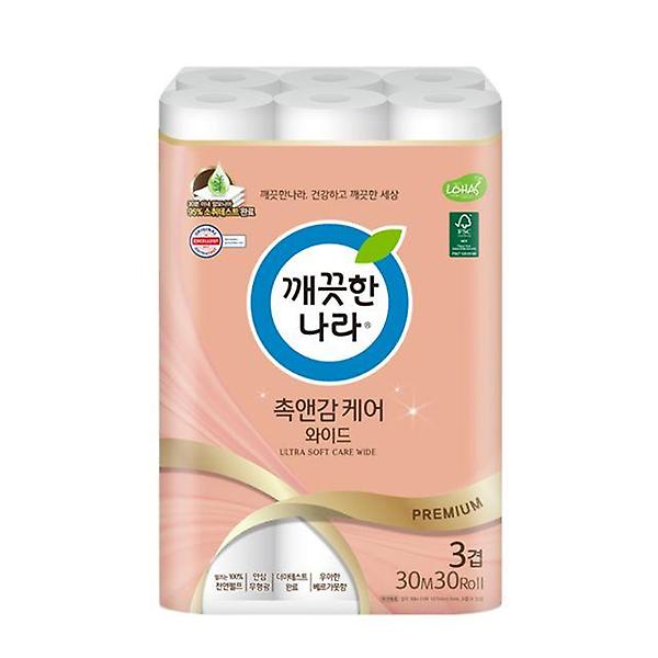  깨끗한나라 3겹 촉 감 디럭스가든 화장지(30MX30롤)