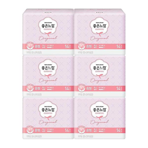  좋은느낌 오리지널 맥시슬림 중형 생리대 14입x6개