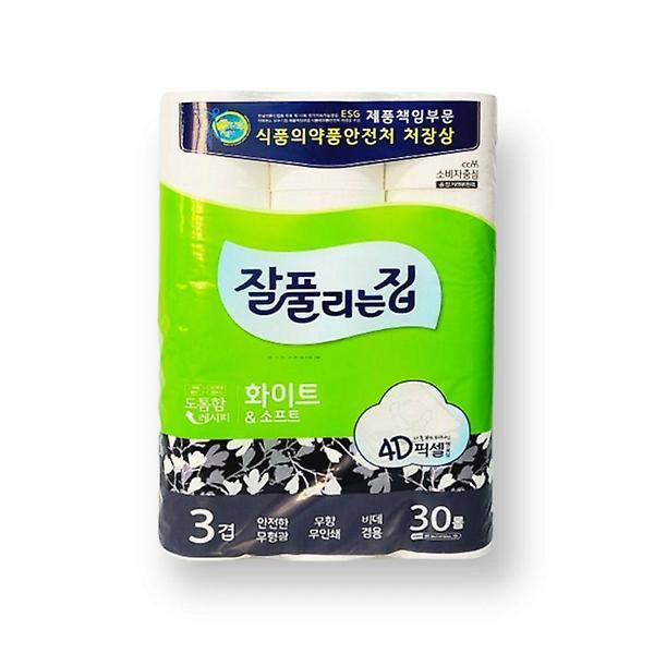  부드럽고 도톰한 3겹 12롤 엠보싱 두루마리 휴지