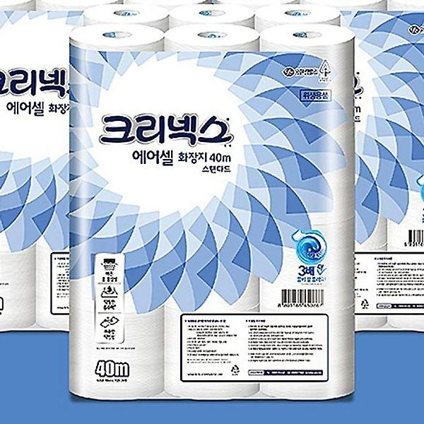  크리넥스 에어셀 화장지 40Mx24롤x1팩 두루마리 롤