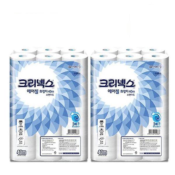  크리넥스 에어셀 화장지 40Mx24롤x2팩 두루마리 롤
