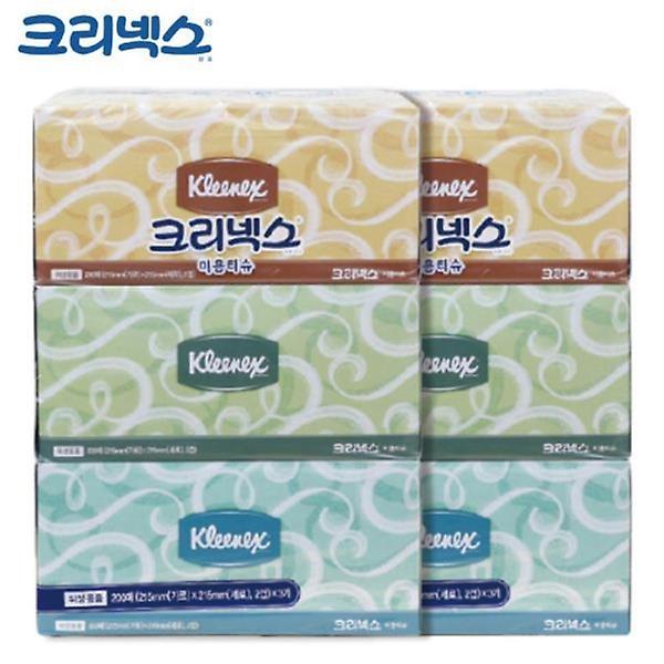  콤비 6팩 3팩 크리넥스 미용티슈 2개 200매 x 총