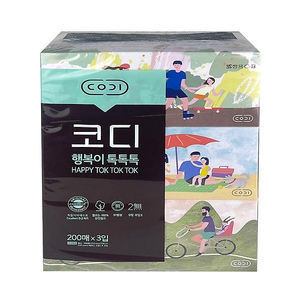  코디 행복이 톡톡이 각티슈 200매 X 3입 -O