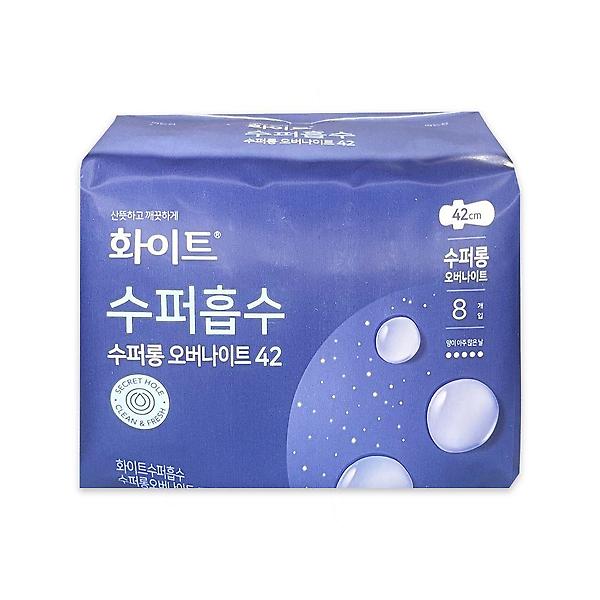 화이트 수퍼흡수 수퍼롱 오버나이트 42cm 8P -O