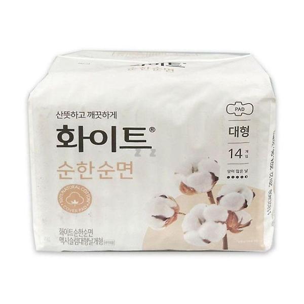  화이트 순한순면 생리대 슬림 대형 날개형 14개입