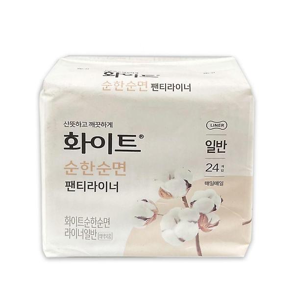  화이트 순한순면 팬티라이너 일반 24개입 생리대 -O