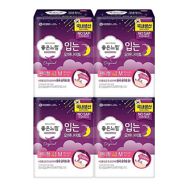  좋은느낌 입는 오버나이트 팬티형(M) 생리대 4입x4개