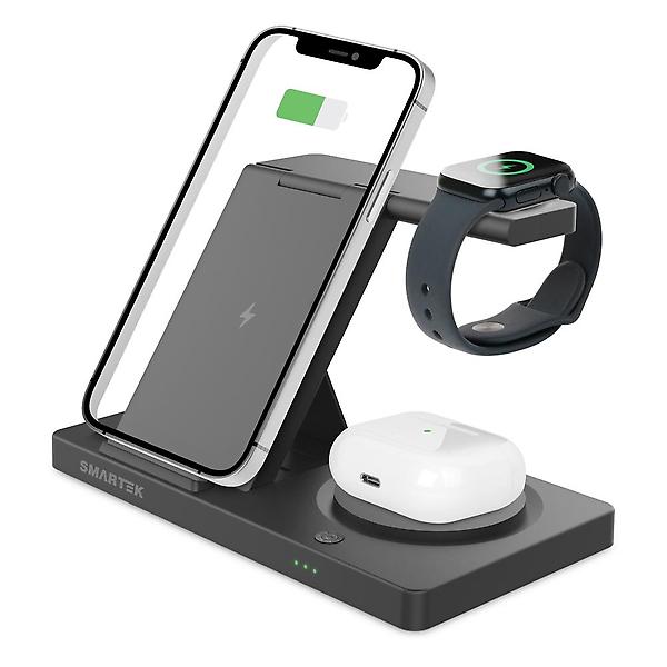  스마텍 3IN1 15W 고속 무선충전 거치대(애플워치/갤럭시워치) STQC-AG3