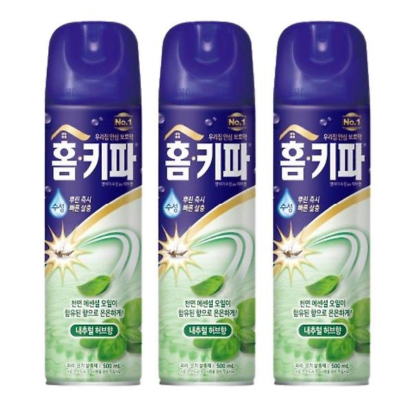  홈키파 모기약 스프레이 수성에어졸 허브향 500ml 3개