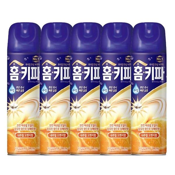  홈키파 모기 스프레이 수성에어졸 오렌지향 500ml 5개