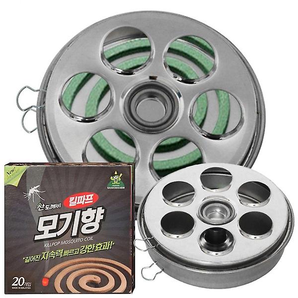  산도깨비 모기향20개+연소통 2개 모기향거치대 연소기