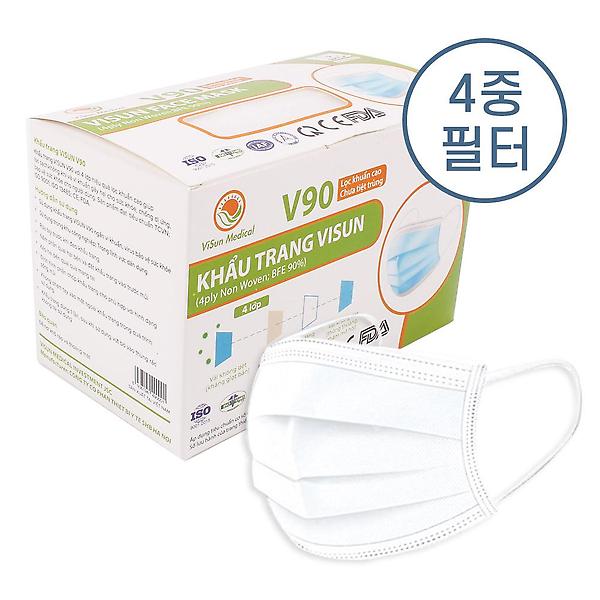  4중필터 비순 페이스 V90 덴탈 마스크 50매 블루
