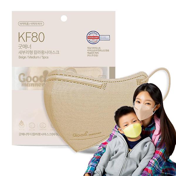  2D새부리형 KF80마스크 굿매너컬러 중형 블랙 50매
