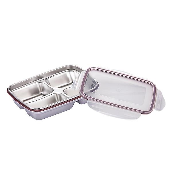  스텐락 국산 스텐밀폐용기 클래식 사각찬합 4구(낮은형)