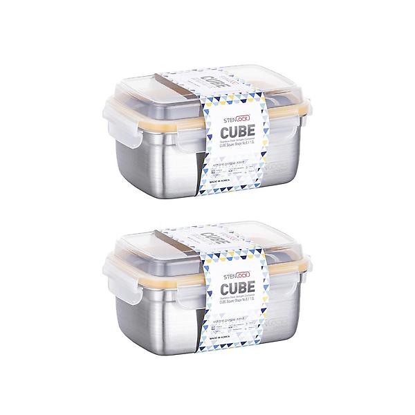  스텐락 국산 스텐밀폐용기 큐브 6호 1000ml 2P세트