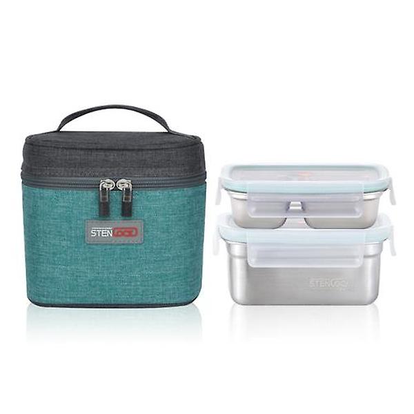  국산 스텐밀폐용기 스텐도시락 퓨어 사각 2단(소)