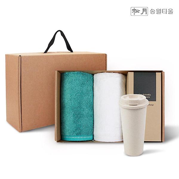 송월타올 솔리드뱀부무지200g2P+커피텀블러630ml1P