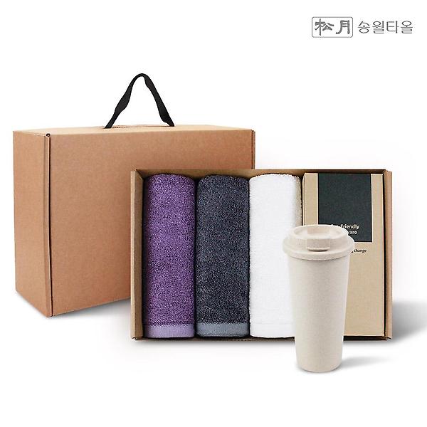  송월타올 뱀부프리미엄무지180g3P+커피텀블러630ml1P