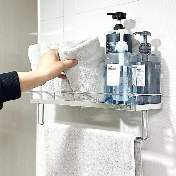  올지 무타공 와이드 수건 선반 304 SUS 거치 수건걸이포함 욕실 화장실 젠다이