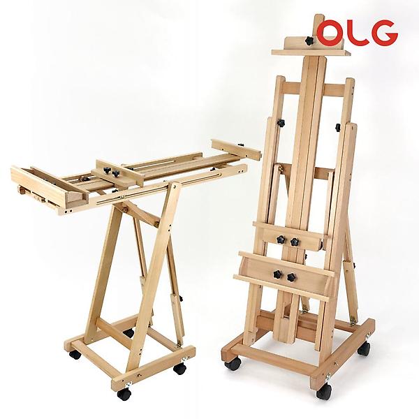  올지 대작 100호이젤 원목 대형 전문가용 수평 이젤 고급 높이각도조절 입시 유화 수채화 미술