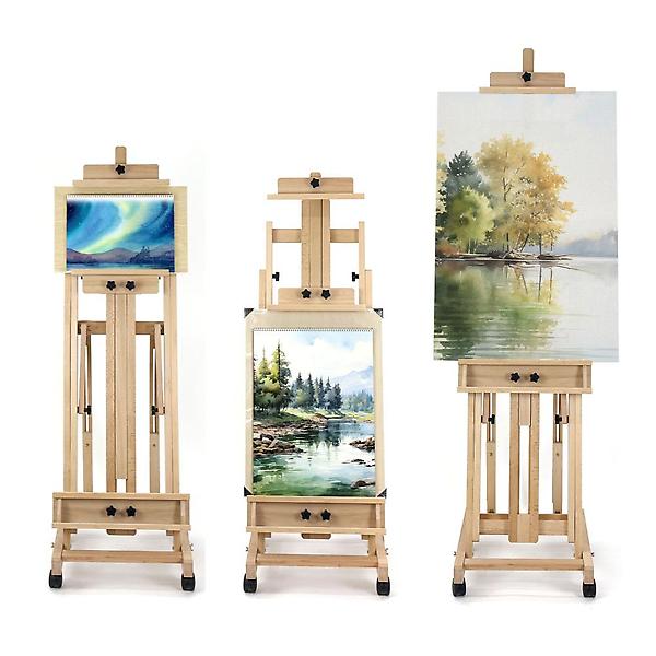  올지 대작 100호이젤 원목 대형 전문가용 수평 이젤 고급 높이각도조절 입시 유화 수채화 미술