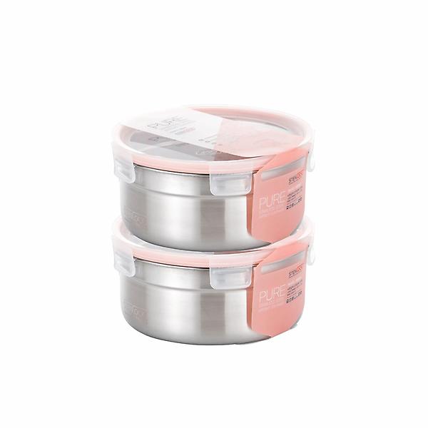  스텐락 국산 스텐밀폐용기 퓨어 원형 8호 1800ml 2P세트