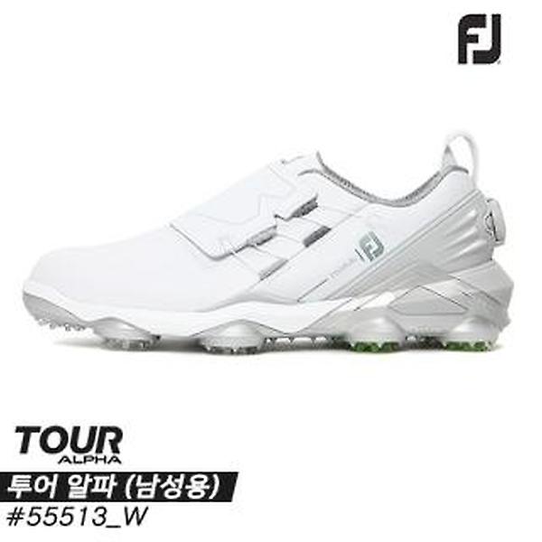  2022 풋조이 투어 알파(TOUR ALPHA) 보아 골프화[55513/W/화이트+그레이+라임][남성용][10mm작게]