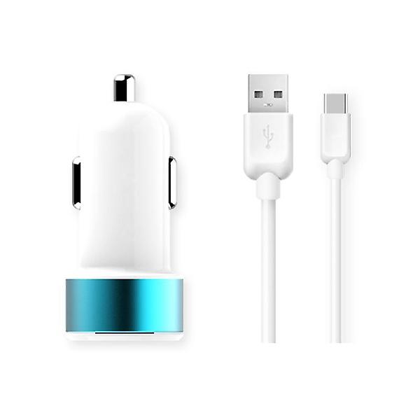  랏앤스카이 2.4A 메탈 듀얼 시거잭 차량용 고속 충전기 C타입 케이블 세트 CC-07