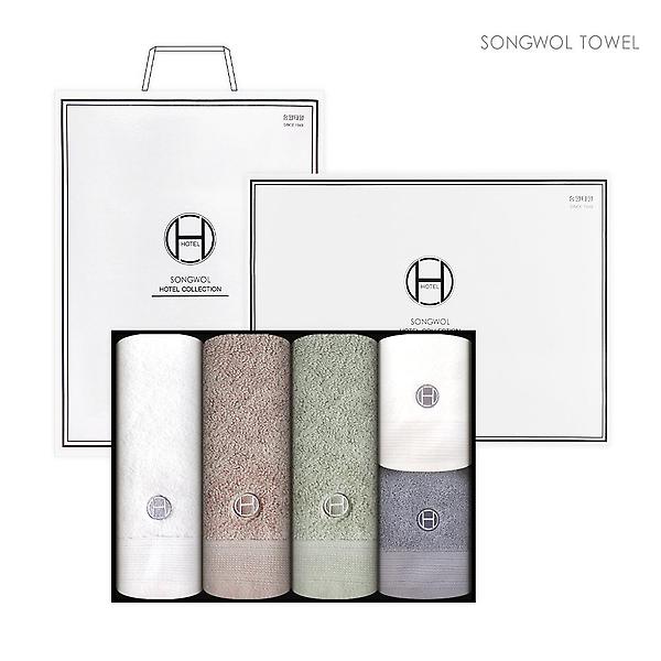  송월타올 호텔컬렉션 내추럴코밍 세면타올 3P + 핸드타올 2P 선물세트(쇼핑백포함)