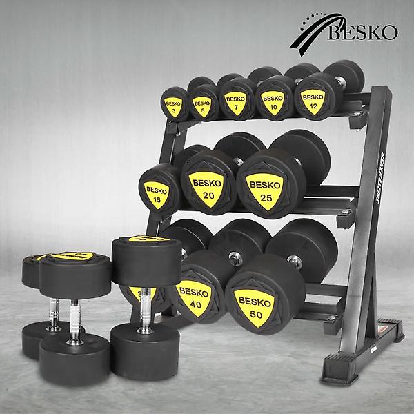  베스코 프리미엄 우레탄TPU덤벨 35kg 엠보싱그립