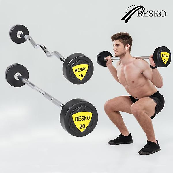  베스코 TPU 고정바벨 직선바/컬바 25kg 중량바 홈짐